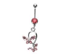FRCOLOR Anello dell'ombelico della farfalla anelli pendenti per ombelico anelli di bottoni dell'ombelico gioielli penetranti anelli di pancia per le donne Acciaio inossidabile