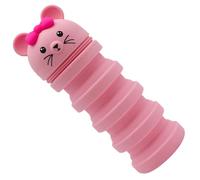 FRCOLOR Astuccio Telescopico in Silicone Forma Topo Rosa Leggero e Portatile, Porta Penne Decompressione per Studenti Spazio per Chiavi e Biglietti