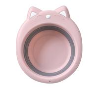 FRCOLOR Bacinella Pieghevole per Bagnetto Forma di Gatto Lavabo Portatile in Materiale PP Durevole Vaschetta per Lavare Panni Salvaspazio Adatta per Ragazzo Ragazza e Viaggi Rosa Cartoon