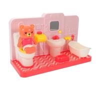 FRCOLOR Bagno Miniatura con Orsetto Carino per Addestramento al Vasino Giocattolo Educativo di Arredamento Bagno per Giochi di Ruolo e Apprendimento Precoce