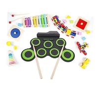 FRCOLOR Batteria Elettronica Portatile in Silicone Verde Set USB Compatto Hi Hat per Ragazze Esperienza con Percussivi per Pratica Ovunque