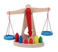 FRCOLOR Bilancia in Legno Montessori Educativo Scientifico Interattivo per Sviluppo Creatività e Calcolo Numerico Sicuro e Durevole
