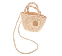 FRCOLOR Borsa a Tracolla Intrecciata a Mano in Corda di Cotone Beige, Design Leggero e Doppio Uso, per Occasioni Casual e Viaggi Brevi Decorazioni Floreali