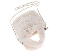 FRCOLOR Borsa Pelosa in Stile Cinese Contemporaneo per Donna Tracolla con Catena Design Secchiello Morbido Beige Inverno Elegante e Versatile per Viaggi e Uso Quotidiano