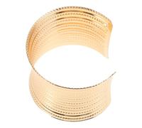 FRCOLOR Bracciale Rigido da Donna a Forma di C in Ferro Leggero con Design Testurizzato a Strisce Dorate Fascia da Polso Aperta Avvolgente Gioiello Versatile per Uso Quotidiano e Feste