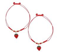 FRCOLOR Braccialetti Intrecciati alla Fragola in Lega Resistente Cordino Regolabile, Set da 2 Pezzi per Ragazze Adolescenti e Amicizia, Gioielli Estivi Casual per Uso Quotidiano