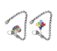 FRCOLOR Braccialetti per Consapevolezza Autismo 2 Pezzi in Lega di Zinco Leggeri e Facili da Indossare Design Unico a Forma di Puzzle per Uso Quotidiano
