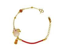 FRCOLOR braccialetto del coniglio dello zodiaco rosso nodo braccialetto fortunato feng shui di fascino del coniglio IL lunare gioielli da polso dello zodiaco lega