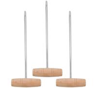 FRCOLOR Calzascarpe a Manico in Acciaio Inox e Legno, Set da 3 Sollevatori per Scarpe da Stivale, Estrattori per Ganci per Calzare Facilmente senza Danneggiare, Accessorio