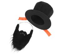 FRCOLOR Cappello a Cilindro Nero Unisex in Pelle Scamosciata Leggero e Resistente Barba Finta per Feste di Natale e Spettacoli Divertenti