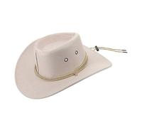 FRCOLOR Cappello da Cowboy Occidentale Cappello da Cowboy Beige Cappello Western da Uomo all'aperto Cappello in Finto Feltro da Uomo Cappello da Escursioni Poliestere Bianca