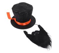 FRCOLOR Cappello da Mago Nero Unisex in Pelle Scamosciata Design Elegante e Leggero, per Feste di Compleanno e Party Natalizi Barba Finta Inclusa