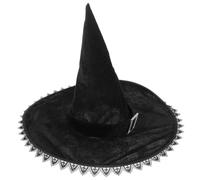 FRCOLOR Cappello da Strega Nero per Halloween Non Tessuto Ampia Tesa, Accessorio Cosplay Creativo per Occasioni Speciali e Decorazioni di Festa