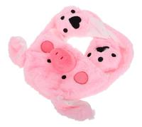 FRCOLOR Cappello Maiale Peluche con Orecchie Mobili e Scaldacollo Integrato Accessorio Invernale Caldo e Antivento per Adulti Cappello Animale Divertente per Cosplay e Feste