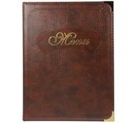 FRCOLOR Cartella Menu Copertina in Pelle Marrone A4 Porta Menù Trasparente per Ristoranti Bar e Casa Libro Porta-Menù Pratico Pagine Sostituibili per Ordine Pasti e Visualizzazione