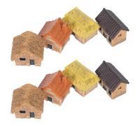 FRCOLOR Casetta Rustica Vintage a Tetto di Paglia per Bonsai 8 Pezzi in Resina Miniatura Versatile e Resistente allo Sbiadimento Decorazione per Giardino e Casa delle Bambole