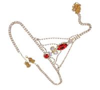 FRCOLOR Catena Corpo Donna in Lega e Pietre Preziose Rubino Oro, Perizoma Gioiello, Design Raffinato e Luminoso per Abbigliamento da Discoteca e Dance