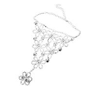 FRCOLOR Catena Posteriore Della Mano Di Strass Catene Nozze Spose Dito Perline Nuziale Braccialetto Bracciali a Mano Per Le Donne Gioielli Da Sposa Catena Da Mano Per Donna Argento Lega