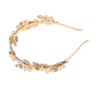 FRCOLOR Cerchietto in Foglia Di Lega Barocca Fasce Di Perle Per Le Donne D'oro Fascia Di Strass Nozze Foglia D'oro Fasce Per Le Donne Vite Per Da Sposa Bande Golden