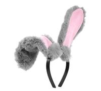 FRCOLOR Cerchietto Orecchie Coniglio Pasqua in Peluche Morbido Grigio Accessorio Capelli Bambina Fascia Cute Cosplay Per Feste e Occasione Speciale