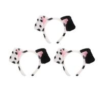 FRCOLOR Cerchietto Orecchie da Cane Dalmata 3 Pezzi, Fascia per Chioma Cosplay Animalier Morbida in Peluche, Accessorio Costume Halloween Elastico per Adulti, Feste e Travestimenti