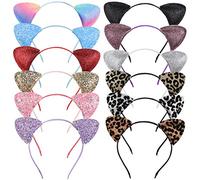 Frcolor, cerchietto per capelli con orecchie da gatto, con orecchie da gatto, per cosplay, Halloween, feste in costume, 12 pezzi