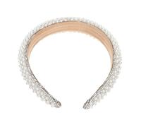 FRCOLOR Cerchietto per Capelli da Ragazza Stile Barocco Copricapo per Donna Perle Strass Cerchietto Vintage Bianco per Feste Matrimonio Notturno