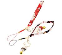 FRCOLOR Ciondolo Portafortuna Gatto Campanello Per Cellulare, Set Da 2 Pezzi in Metallo, 12.00x1.00x0.50cm, Adatto Per Borse e Uso Quotidiano, Cinturino Per Telefono