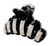 FRCOLOR Clip Artiglio Strass Luccicante Per Capelli Donna Fermaglio Grande Nero Adatto Capelli Sottili e Spessi Accessorio Elegante Per Ufficio Scuola e Party