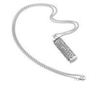 FRCOLOR Collana con Ciondolo Apribile in Metallo Resistente Pendente Tubo Vuoto Inciso Sei Parole Vere Portagioie Buddista Unisex per Uso Quotidiano e Viaggi