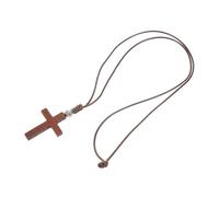 FRCOLOR Collana Croce in Legno Intrecciata Mano Pendente Religioso con Cordino Simbolo di Protezione per Uomo e Donna Idea Regalo per Prima Comunione e Occasioni Speciali Colore Marrone