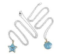 FRCOLOR collana di conchiglie da donna pendente a conchiglia collana di conchiglie sirena ciondolo con ciondolo a forma di conchiglia collana a coda di pesce a tema oceanico lega Sky-blue
