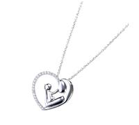 FRCOLOR collana per la festa della necklace for women heart locket necklace mothers day present madre pendente signore collane collana da donna in lega ciondolo collana clavicola Silver
