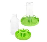 FRCOLOR Contenitore per Cibo per Pollame Set da 2 Mangiatoie per Quaglie in Plastica Resistente Mangiatoia per Pulcini Forato , Dispenser per Alimentazione Polli e