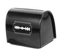 FRCOLOR Contenitore per Lamette in Acciaio Inox Nero, Custodia Pratica e Portatile per Smaltimento Sicuro di Lame da Barba, per Saloni di Bellezza e Barbieri