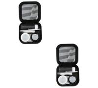 FRCOLOR Contenitore Per Lenti Compatto Da 2 Pezzi Per Kit Da Viaggio Per La Degli Occhi Con Specchio Scatola Per Lenti Custodia A Vite Pinzette