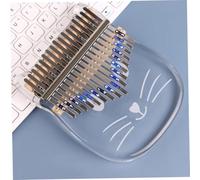 FRCOLOR Crystal Transparent Kalimba Thumb Piano With Curved Keys For Melodious Sound Creative Cat Shape Design Portable Music Instrument For Beginners And Adults