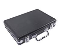 FRCOLOR Custodia per Fiches da Poker in Alluminio Nero Maniglia, Scatola di Metallo Resistente Chiusura a Fibbia, Contenitore Portatile per Accessori Poker 30x21,5x6 Cm, per Giochi