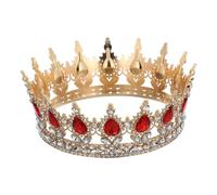 FRCOLOR Da Regina Per Donna Tiara Con Cristalli E Strass Accessori Per Da Sposa Per Matrimonio Festa Di Compleanno Concorso (Rosso)