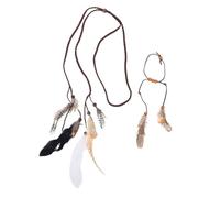 FRCOLOR Fascia Per Chioma Bohémien Piume Set Da 2 Pezzi, Copricapo e Bracciale Nappe Lunghe e Soffici, Accessori Per Costumi Donna Per Feste, Matrimoni e Cosplay