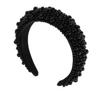 FRCOLOR Fascia per in spugna di perle pizzo Copricapo fascia gioiello di perle per ragazze Scintilla cerchietto sposa per ragazza cerchi per donna perla Black