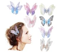 FRCOLOR Fermagli per Chioma Farfalla Leggeri Effetto Glitter Set 7 in Lega Accessori per Acconciature Eleganti e Originali Donna e Ragazza