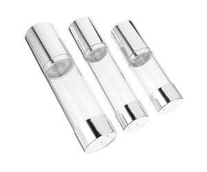 FRCOLOR Flaconi Ricaricabili per Viaggio 3 Pezzi Bottiglie senza Aria 80ml 50ml 30ml in Materiale As e Pp per Crema e Lozione Compatibili per Viaggi
