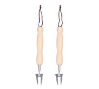 FRCOLOR Forchetta Estensibile per Barbecue 2 Pezzi in Metallo Inossidabile e Legno con Manico a Forma di Zucca, Pratica e Portatile per Cucina e Giardino