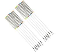 FRCOLOR Forchette da Dessert in Acciaio Inox 24 Cm Set 12 Pezzi Manico Resistente al Calore Colori Assortiti per Fonduta, Frutta e Barbecue, Posate per Feste e Uso Colore Colore Casuale