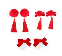 FRCOLOR Forcine Per Per Bambina Per Capodanno Alla Moda Per Bambini Eleganti Decorative 3 Paia Copricapo Rosso in Stile Cinese