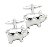 FRCOLOR Gemelli Creativi Da Uomo in Argento, Gemelli D’abito a Forma Di Maiale, Fibbia Per Camicie Da Lavoro, Accessori Per Feste e Matrimoni, Regalo Originale Per Lo Sposo e La Festa Del Papà