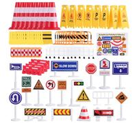 FRCOLOR Giocattolo Cartelli Stradali per Bambini in Plastica Cono di Traffico Design Creativo per Apprendimento della Segnaletica e Sicurezza Stradale