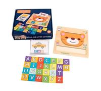 FRCOLOR Gioco Educativo di Ortografia Inglese in Legno Puzzle Lettere Alfabeto per Gioco di Abbinamento Parole Sicuro e Creativo con Blocchi Smussati Stimola Apprendimento e Divertimento