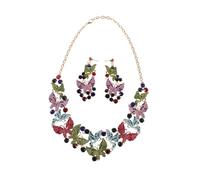 FRCOLOR Gioielli Donna Collana Farfalla in Cristallo e Orecchini Farfalla in Cristallo Accessorio Per Eventi Speciali Materiali Ipoallergenici